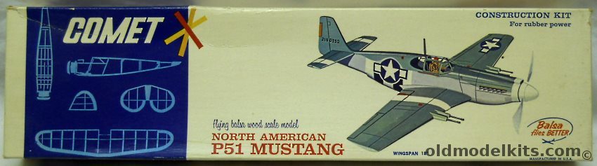 Comet North American P-51D Mustang - 18 Inch Wingspan Balsawood Flying Aircraft, 3204-98 plastic model kit